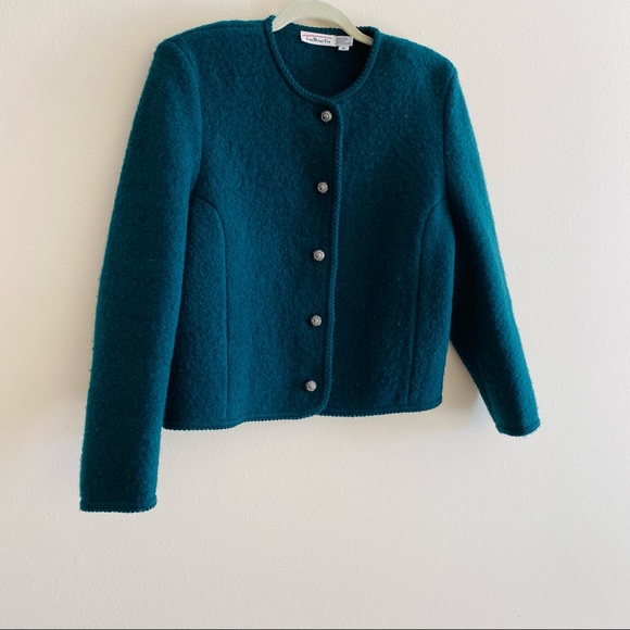 Vintage Talbots emerald green 100% wool jacket blazer - Picture 8 of 8